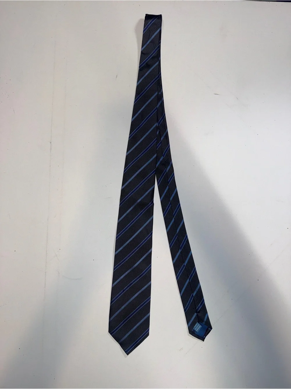 Men's Black Tie with Blue Diagonal Stripes
